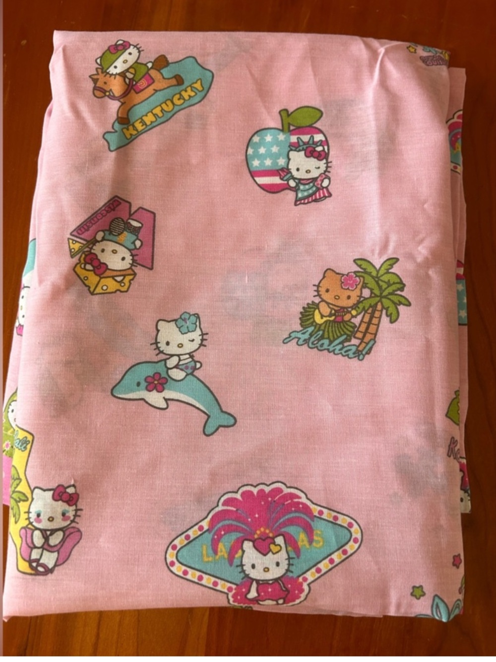 Sanrio Hello Kitty Rare 2008 US States flat sheet 94” x 65”